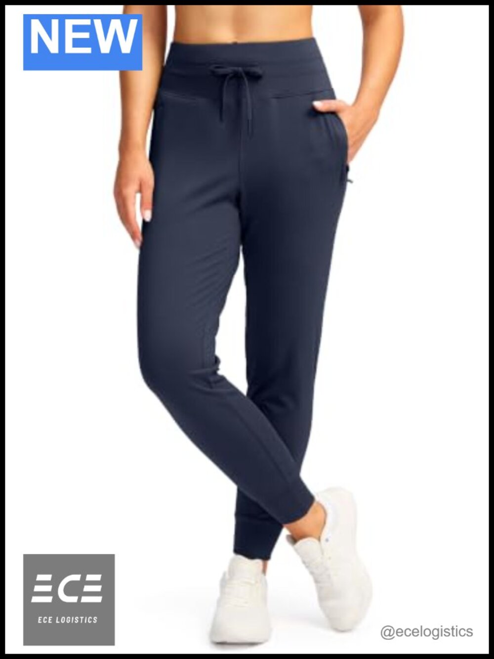 Women's High Waisted Joggers with Zip Pockets Tapered Athletic Sweatpants